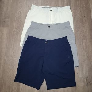 Lot Of 3 Men's Under Armour Golf Shorts Size 38 - White, Grey, And Blue